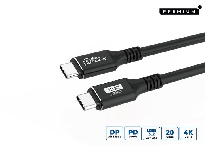 MicroConnect Cable USB-C a USB-C Premium 5m 100W 20Gbps 4K60Hz MicroConnect Cable USB-C a USB-C Premium 5m 100W 20Gbps 4K60Hz