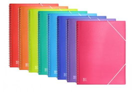 Oxford Carpeta con 30 Fundas Cristal Espiral con Gomas Urban PP, Colores Surtidos, A4 (Set de 10) (Set de 10)
