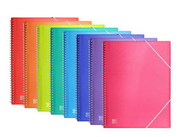 Oxford Carpeta con 30 Fundas Cristal Espiral con Gomas Urban PP, Colores Surtidos, A4 (Set de 10) (Set de 10)