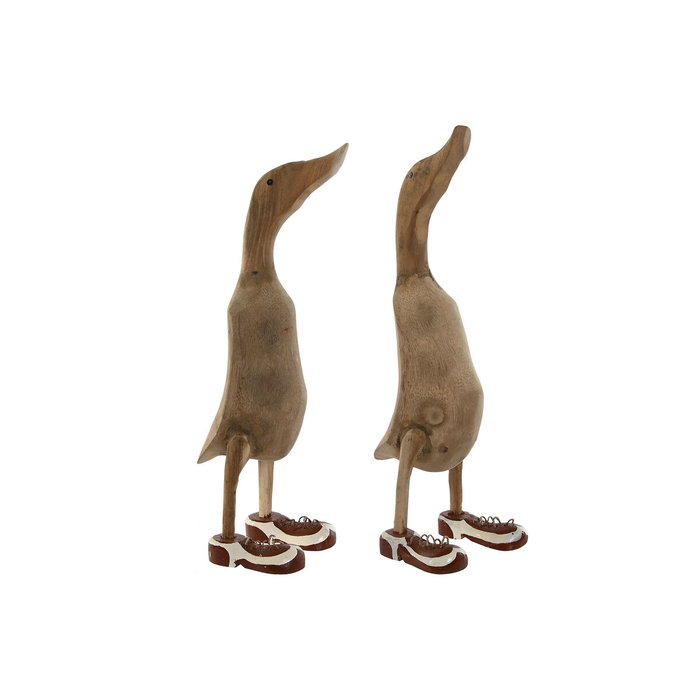 DKD Home Decor Figura de Madera Pato con Zapatos Surtido de 2 Unidades