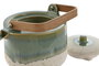 DKD Home Decor Jade 24 Tetera Porcelana y Bambú Verde Blanco 1L 14 x 18.5 x 16.5 cm