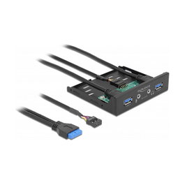 DeLOCK Panel frontal 3.5″ USB 3.2 Gen 1 (2 x USB Tipo-A) + HD-Audio, Negro