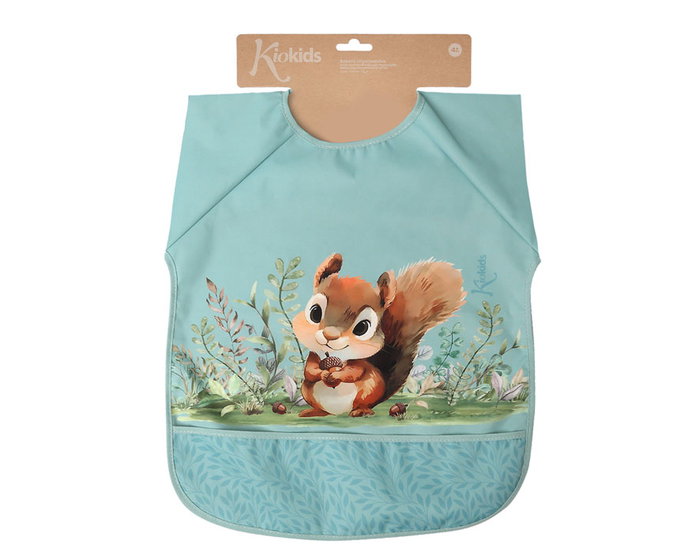 KioKids Babero Impermeable con Mangas Ardilla Verde Little Sauvages +4 meses