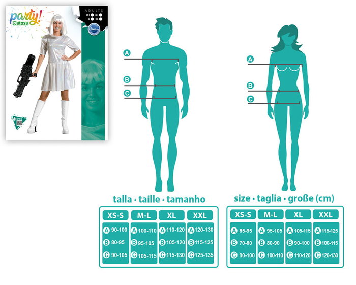 Disfraz Galaxia Vestido Blanco Mujer Adulto Talla XL