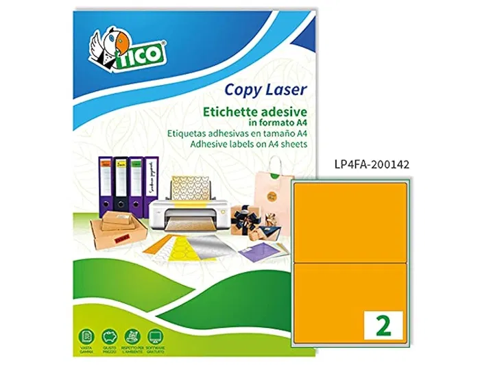 Avery Etiqueta Adhesiva Tico Naranja Fluorescente Permanente 200x142mm Caja 140 Unidades