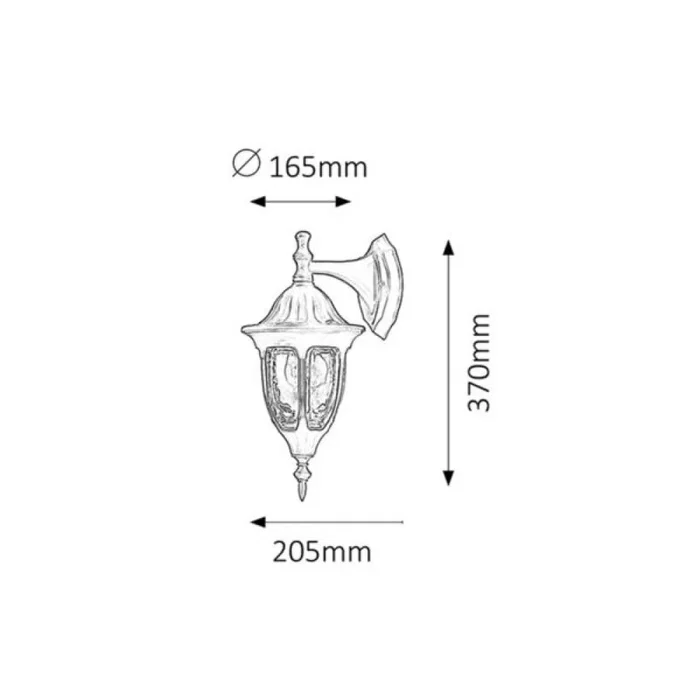 Rabalux Aplique de Exterior Milano RAB-8341, 1xE27 IP43, Clásico Negro, con Pantalla de Cristal