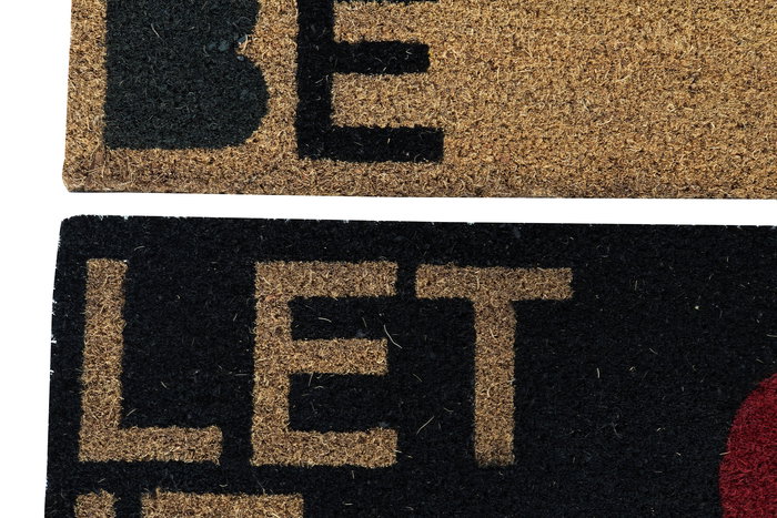 DKD Home Decor Felpudo Basicos Negro Marron Fibra coco Goma 40 x 1.5 x 60 cm Let it be (2 Unidades)