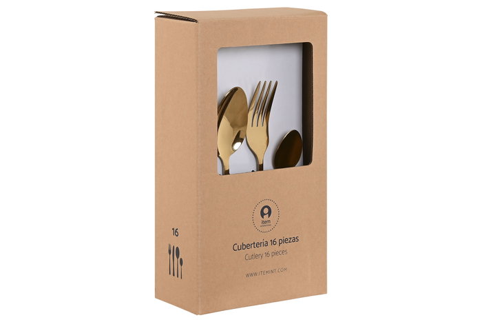 DKD Home Decor Set de Cubertería 20 Piezas en Acero Inoxidable Dorado
