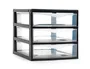 Plasticforte Cajonera Tajo 3 Cajones Negro, 180 x 230 x 170 mm, Organizador Escritorio Oficina, Plástico Reciclable
