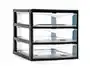 Plasticforte Cajonera Tajo 3 Cajones Negro, 180 x 230 x 170 mm, Organizador Escritorio Oficina, Plástico Reciclable