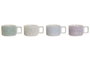 DKD Home Decor Set de 4 Tazas 260 ml Lineas 2023 Scandi Verde Azul Celeste Dolomita 11 x 27 x 11 cm