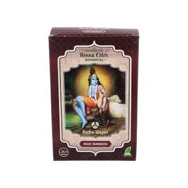 RADHE SHYAM Henna Polvo Botanicals Rojo Burdeos 100Gr. Tinte Natural Orgánico para el Pelo a Base de Plantas que Cuida y Nutre la Piel.