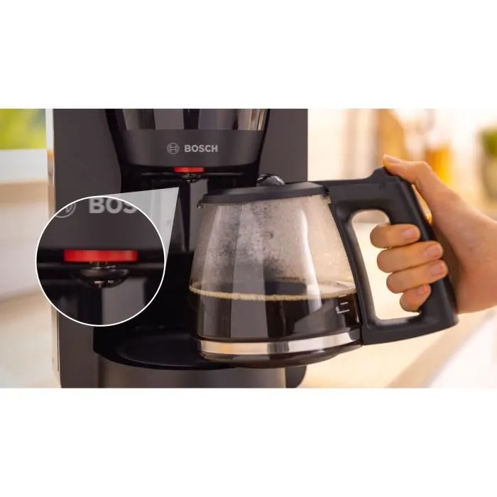 Bosch TKA2M113 Cafetera de Filtro MyMoment Negra con Jarra de Cristal y Sistema Antigoteo, 1,25L