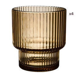 Home Deco Factory Juego de 4 Vasos Ámbar Heritage