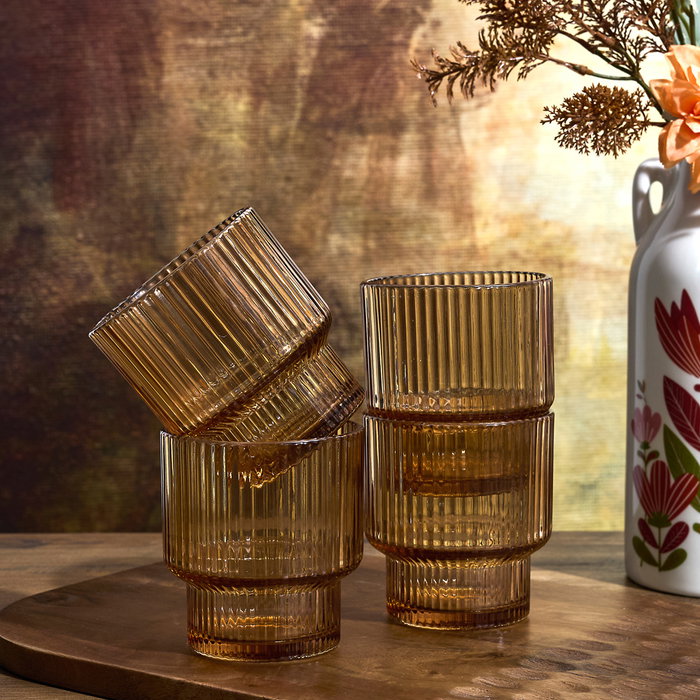 Home Deco Factory Juego de 4 Vasos Ámbar Heritage Home Deco Factory Juego de 4 Vasos Ámbar Heritage