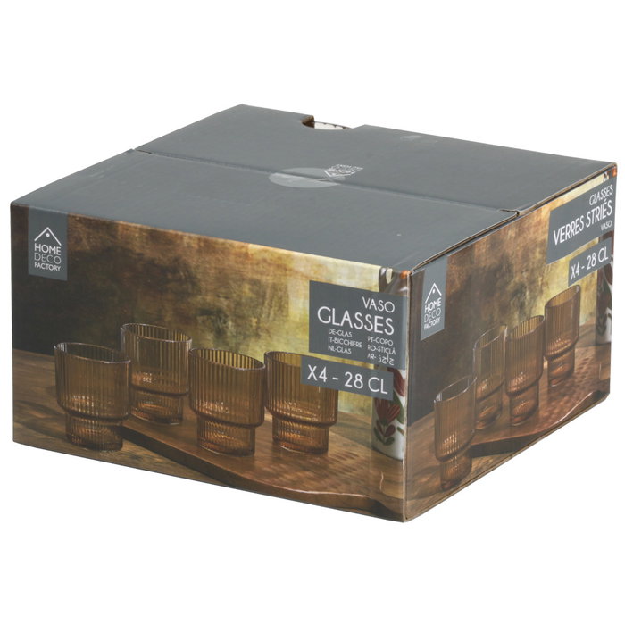 Home Deco Factory Juego de 4 Vasos Ámbar Heritage Home Deco Factory Juego de 4 Vasos Ámbar Heritage