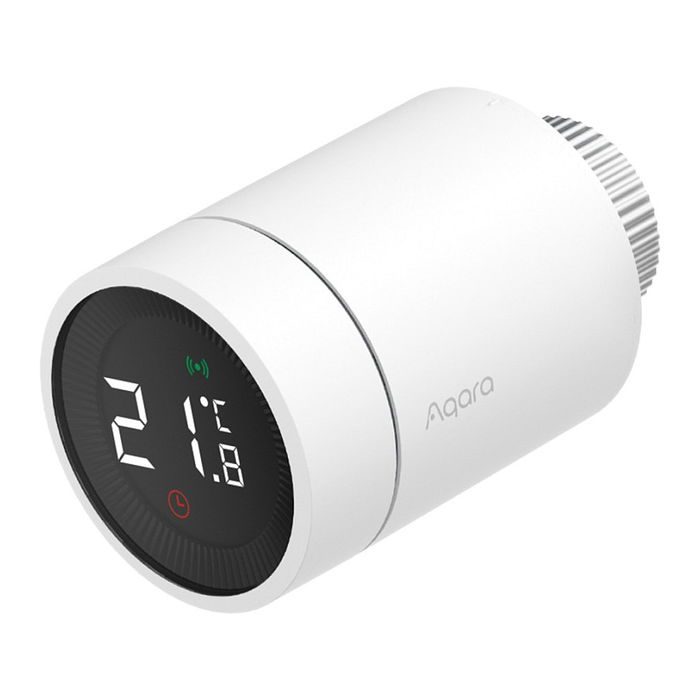 Aqara Termostato Inteligente para Radiador E1 SRTS-A01, ZigBee, Compatible con Apple HomeKit, Alexa y Google, Blanco/Negro, Programable, 0-40 grados C