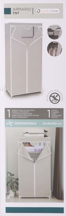 Confortime Armario Desmontable para Ropa y Conf, Blanco, 75 cm x 46 cm x 160 cm (4 Unidades)
