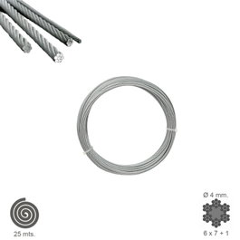 WOLFPACK LINEA PROFESIONAL Cable Galvanizado 4 mm (Rollo 25 Metros)