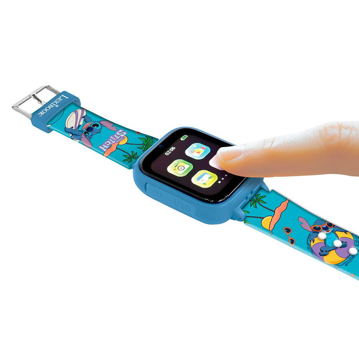 Lexibook Reloj DMW070D Stitch con Cámara, Pantalla Táctil, MP3, Podómetro, Linterna y Dictáfono para Niños +3 Años
