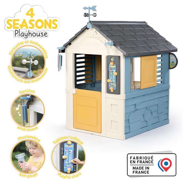 Smoby Casa 4 Estaciones 114.70x99x19.60 cm - Casa de Juego Exterior para Niños a Partir de 3 Años