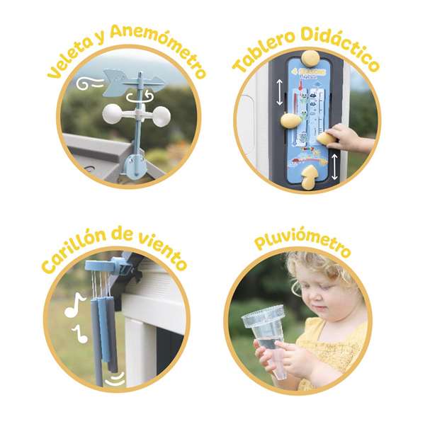 Smoby Casa 4 Estaciones 114.70x99x19.60 cm - Casa de Juego Exterior para Niños a Partir de 3 Años