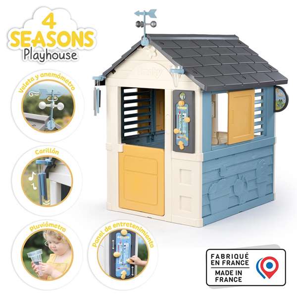 Smoby Casa 4 Estaciones 114.70x99x19.60 cm - Casa de Juego Exterior para Niños a Partir de 3 Años