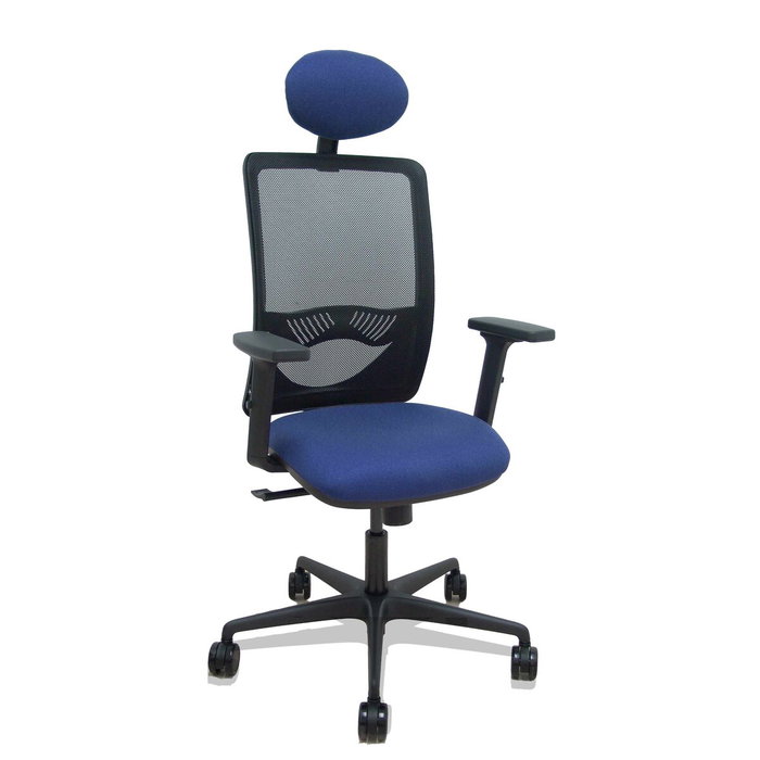 Piqueras Y Crespo Silla Zulema con Mecanismo Sincro, Malla Negra y Asiento Azul Marino