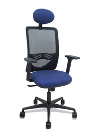 PIQUERAS Y CRESPO Silla de oficina Zulema con mecanismo Sincro, malla negra y asiento azul marino