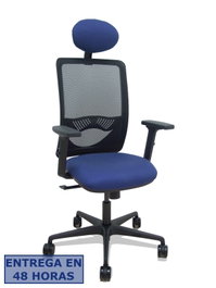 Piqueras Y Crespo Silla Zulema con Mecanismo Sincro, Malla Negra y Asiento Azul Marino