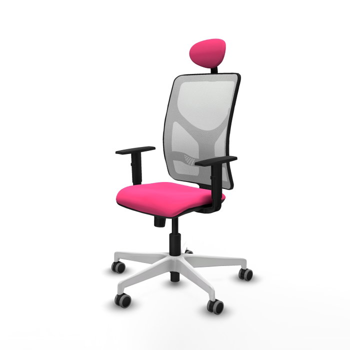 PIQUERAS Y CRESPO Silla de oficina Motilla Rosa y Blanca con mecanismo Sincro