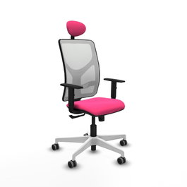 PIQUERAS Y CRESPO Silla de oficina Motilla Rosa y Blanca con mecanismo Sincro