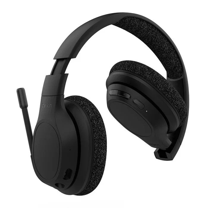 Belkin SoundForm Adapt Auriculares Diadema Bluetooth 5.2 Inalámbricos y Alámbricos con Cancelación Activa de Ruido, Micrófono Boom, 65h Batería, Color Negro
