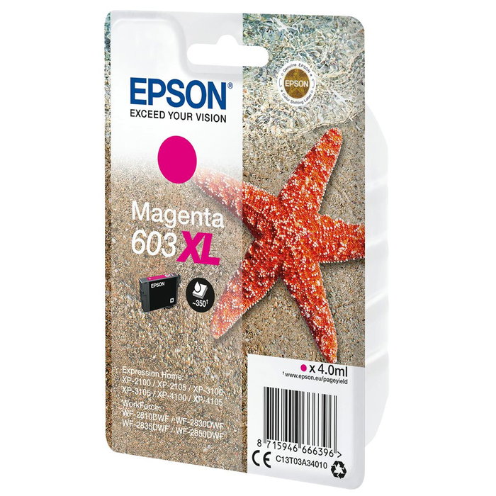 Epson 603XL Magenta Cartucho de Tinta Original Alto Rendimiento (XL) C13T03A34020
