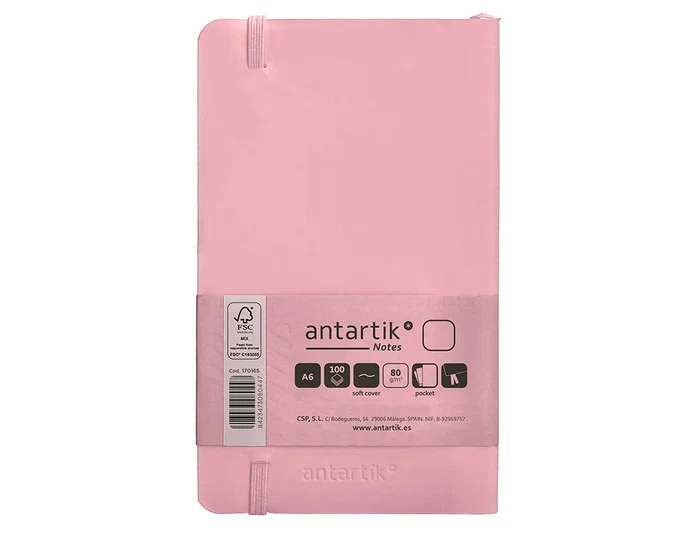Antartik Cuaderno A6 Tapa Blanda Hojas Lisas Rosa Pastel 100 Hojas 80 Gr Certificación FSC Estilo Práctico Colección Antartik Notes