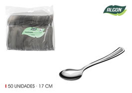 Algon Set 50 Cucharas Grandes de Plata 17 cm (18 Unidades)