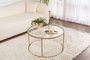 Hanah Home Mesa de Café Dorada de Vidrio Templado y Metal, 80 cm