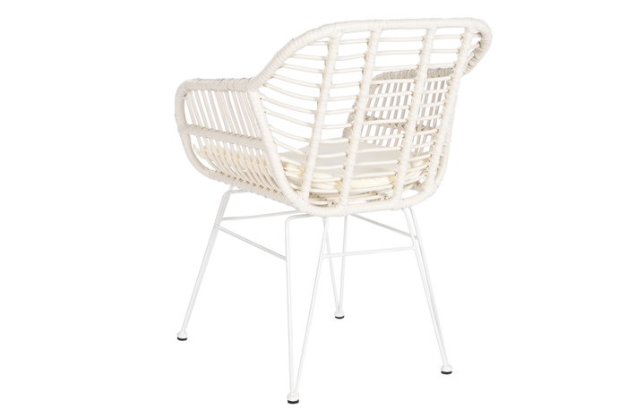 DKD Home Decor Set de 3 Sillas de Ratán Sintético Blanco con Cojines DKD Home Decor Set de 3 Sillas de Ratán Sintético Blanco con Cojines