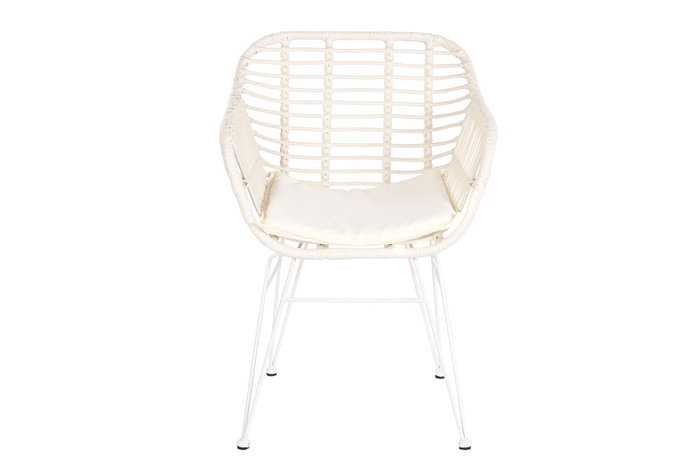DKD Home Decor Set de 3 Sillas de Ratán Sintético Blanco con Cojines DKD Home Decor Set de 3 Sillas de Ratán Sintético Blanco con Cojines