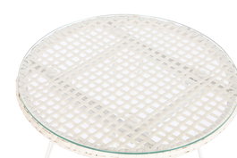 DKD Home Decor Set de 3 Sillas de Ratán Sintético Blanco con Cojines