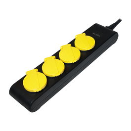 LogiLink Regleta de enchufes para exteriores con 4 tomas de seguridad, IP44, negro