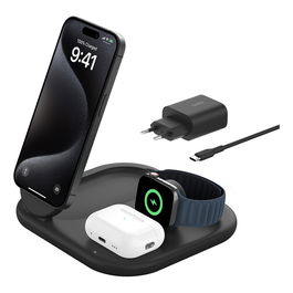 Belkin Wireless BOOST CHARGE Qi2 3-en-1 Cargador Inalámbrico 15W Color Negro - Referencia del Producto Incluida