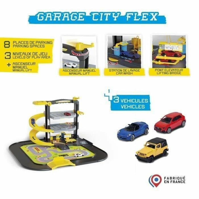 Majorette Majo Garage City Flex con 5 vehículos Majorette Majo Garage City Flex con 5 vehículos