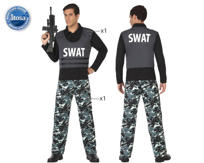 Disfraz Policía SWAT Hombre Adulto Camuflaje XS-S Disfraz Policía SWAT Hombre Adulto Camuflaje XS-S