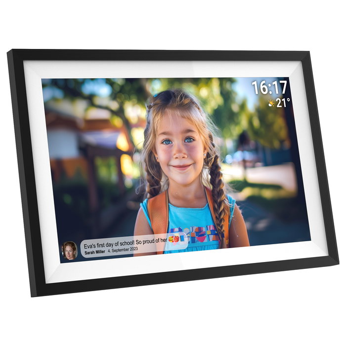 Denver PFF-1516 Marco Digital con Pantalla Táctil IPS 15.6" Full HD (1920x1080), 16GB Memoria Interna, WiFi y USB-C - Negro