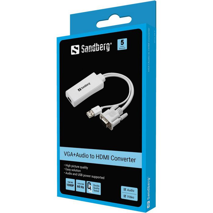 Sandberg convertidor vga+audio - hdmi