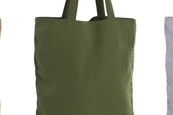DKD Home Decor Bolsa Urban Algodón y Eva Colores Surtidos (Beige, Verde, Lila) 15 cm Largo x 40 cm Alto x 38 cm Ancho - Pack 6 Unidades