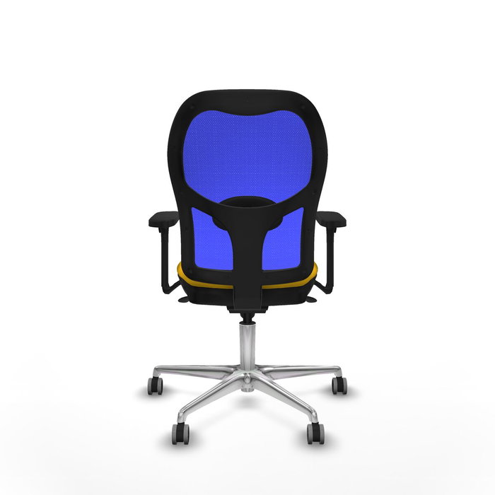 PIQUERAS Y CRESPO Silla de oficina Jorquera con mecanismo sincro, tela amarilla y malla azul PIQUERAS Y CRESPO Silla de oficina Jorquera con mecanismo sincro, tela amarilla y malla azul