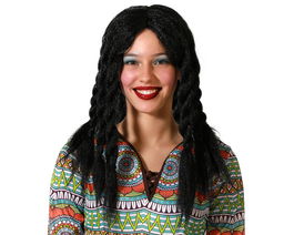 Peluca Negra Con Rastas Estilo Étnico O Reggae Para Disfraces De Músicos, Conciertos Y Eventos