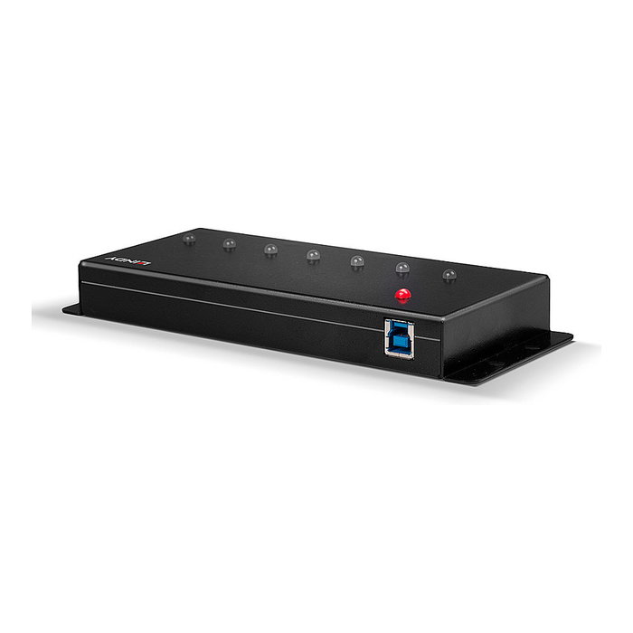 LINDY Hub USB 3.2 Gen 1 Industrial de 7 Puertos, 5 Gbit/s, Cable 0.8 m, Negro - Referencia 43128
